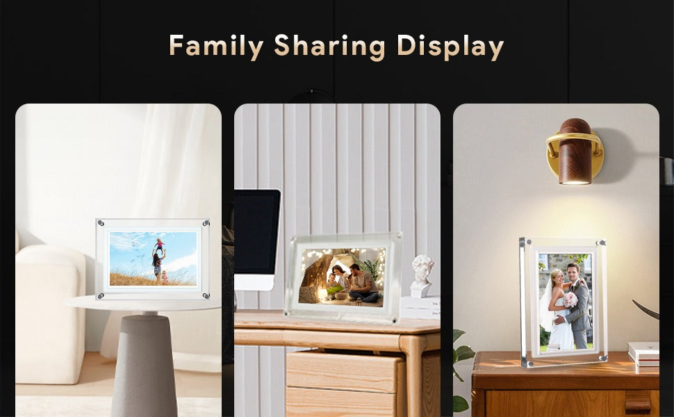 Amaboo Acrylic Digital Picture Frame, Newest Transparent Photo Frame Design Digital Photo Frame-IPS HD Screen 16GB Memory Auto Rotation Photo/Music/Video Playback 【5" & 7" & 10.1" inch WiFi Frameo】