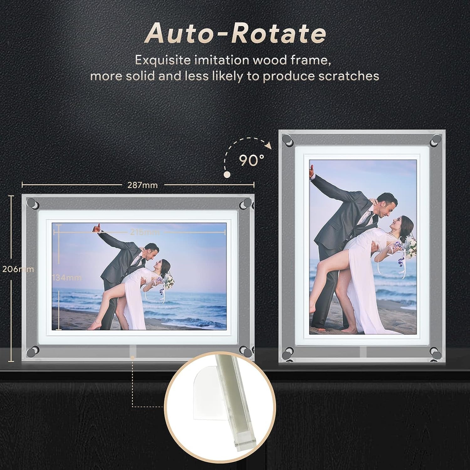 Amaboo Acrylic Digital Picture Frame, Newest Transparent Photo Frame Design Digital Photo Frame-IPS HD Screen 16GB Memory Auto Rotation Photo/Music/Video Playback 【5" & 7" & 10.1" inch WiFi Frameo】