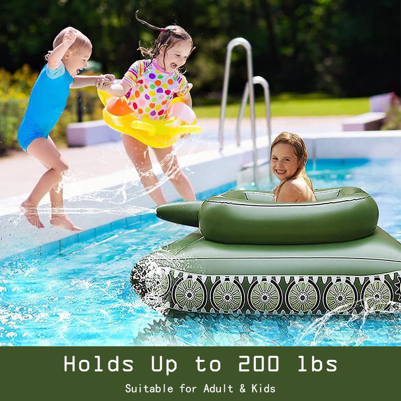 Tank Pool Floats Adult Inflatable Tank Pool Float With Water Cannon, Army Tank Pool Lounger Floaties With Squirt Water Gun, Kids Tank Pool Floats With Blast,Summer Fun Pool Beach Lake Game Battle Toys 【Adult & Kids Size】