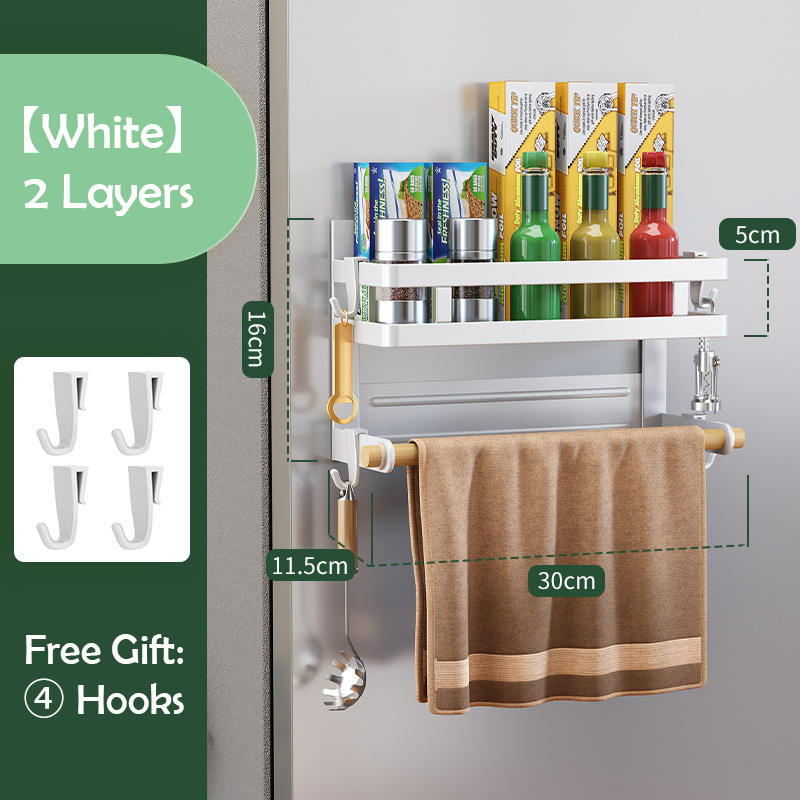 Magnetic Fridge Organizer, Magnetic Spice Rack for Refrigerator Magnetic Paper Towel Holder Magnetic Shelf Fridge Magnet Organizer Spice Rack Organizer Kitchen Organization Kitchen Storage Black