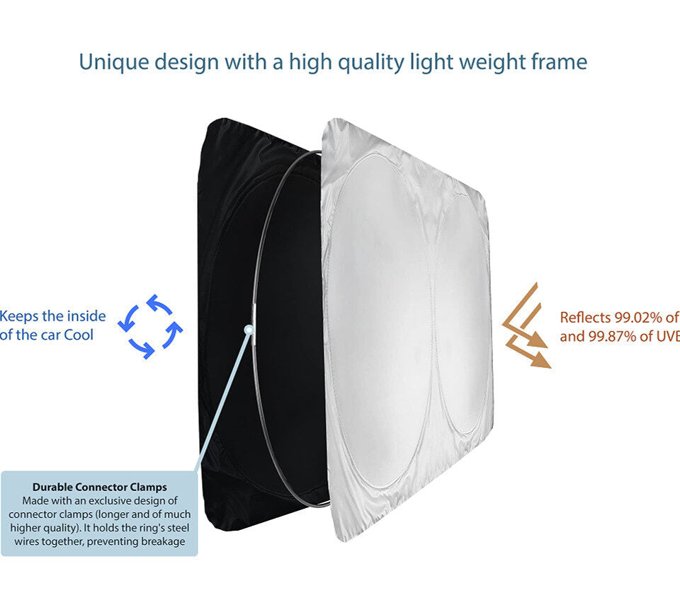 Car Windshield Sunshade Cover. Light Reflect. Blocks Heat and Sun. Foldable Sun Shield 【Medium Size: 59 x 27.5 inches】