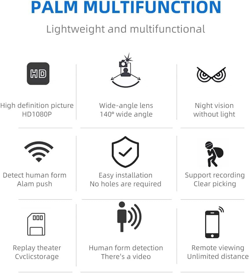 Wireless Surveillance IP Camera Mini WiFi Spy Camera 1080P HD Home Night Vision Motion Detection Remote Monitoring 160° Wide Angle Micro Baby Monitor Safety Camera for Home Office Store Warehouse