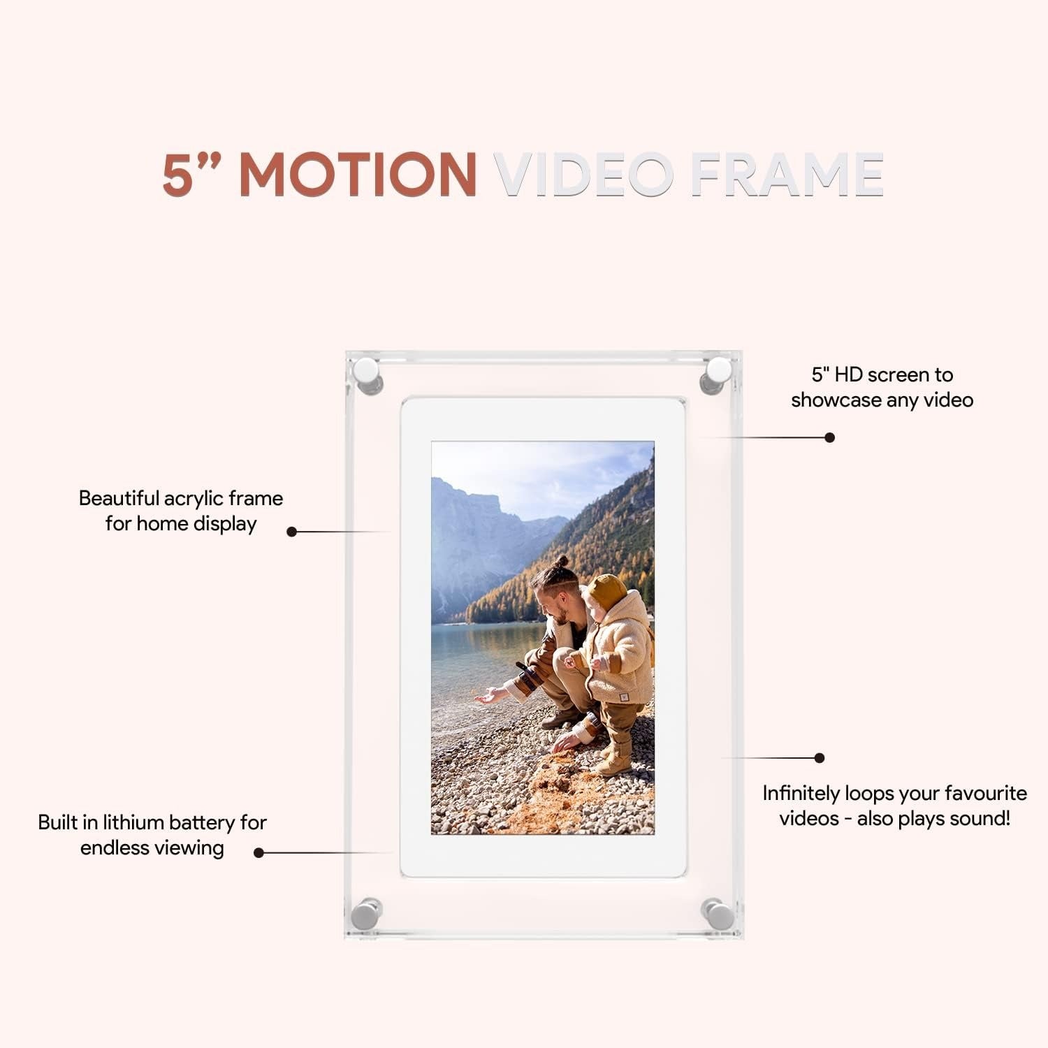 Amaboo Acrylic Digital Picture Frame, Newest Transparent Photo Frame Design Digital Photo Frame-IPS HD Screen 16GB Memory Auto Rotation Photo/Music/Video Playback 【5" & 7" & 10.1" inch WiFi Frameo】