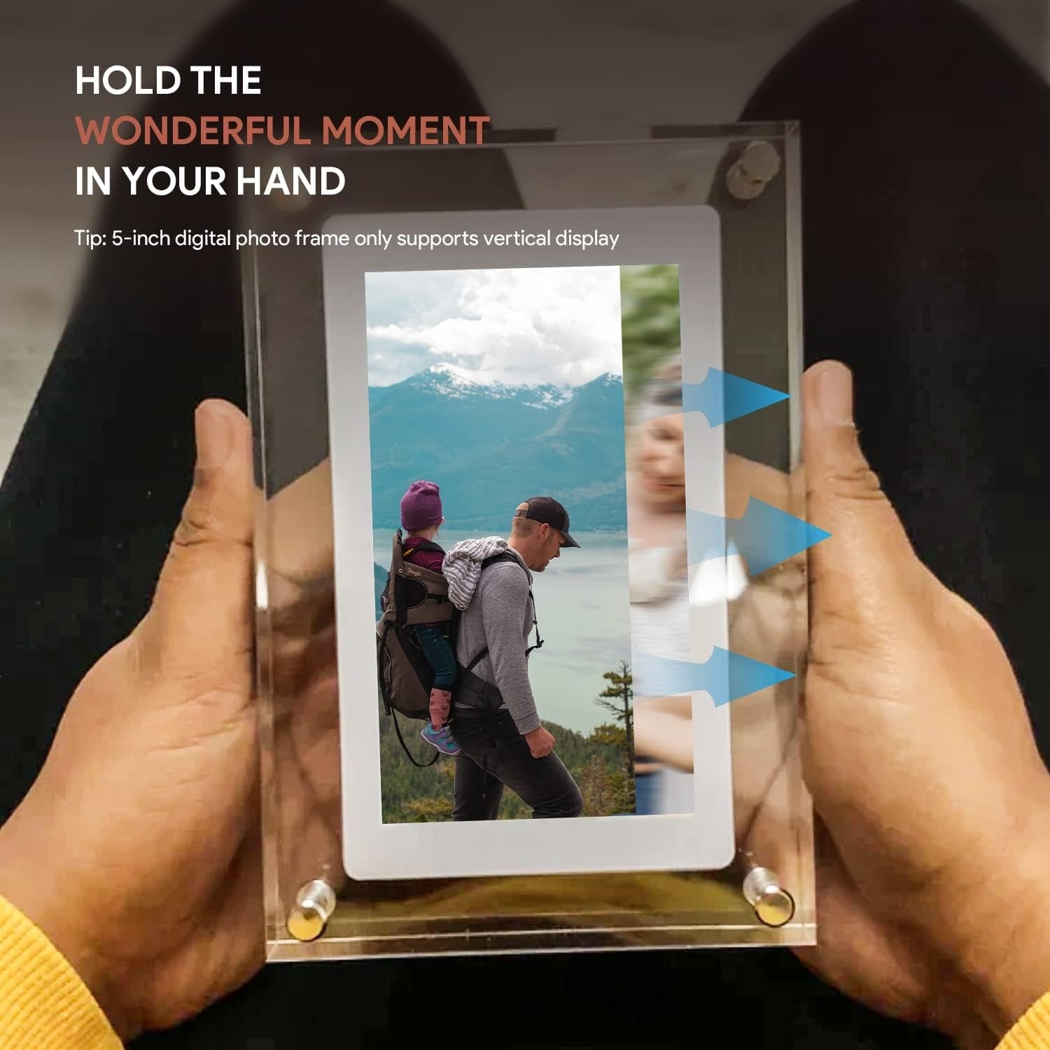 Amaboo Acrylic Digital Picture Frame, Newest Transparent Photo Frame Design Digital Photo Frame-IPS HD Screen 16GB Memory Auto Rotation Photo/Music/Video Playback 【5" & 7" & 10.1" inch WiFi Frameo】