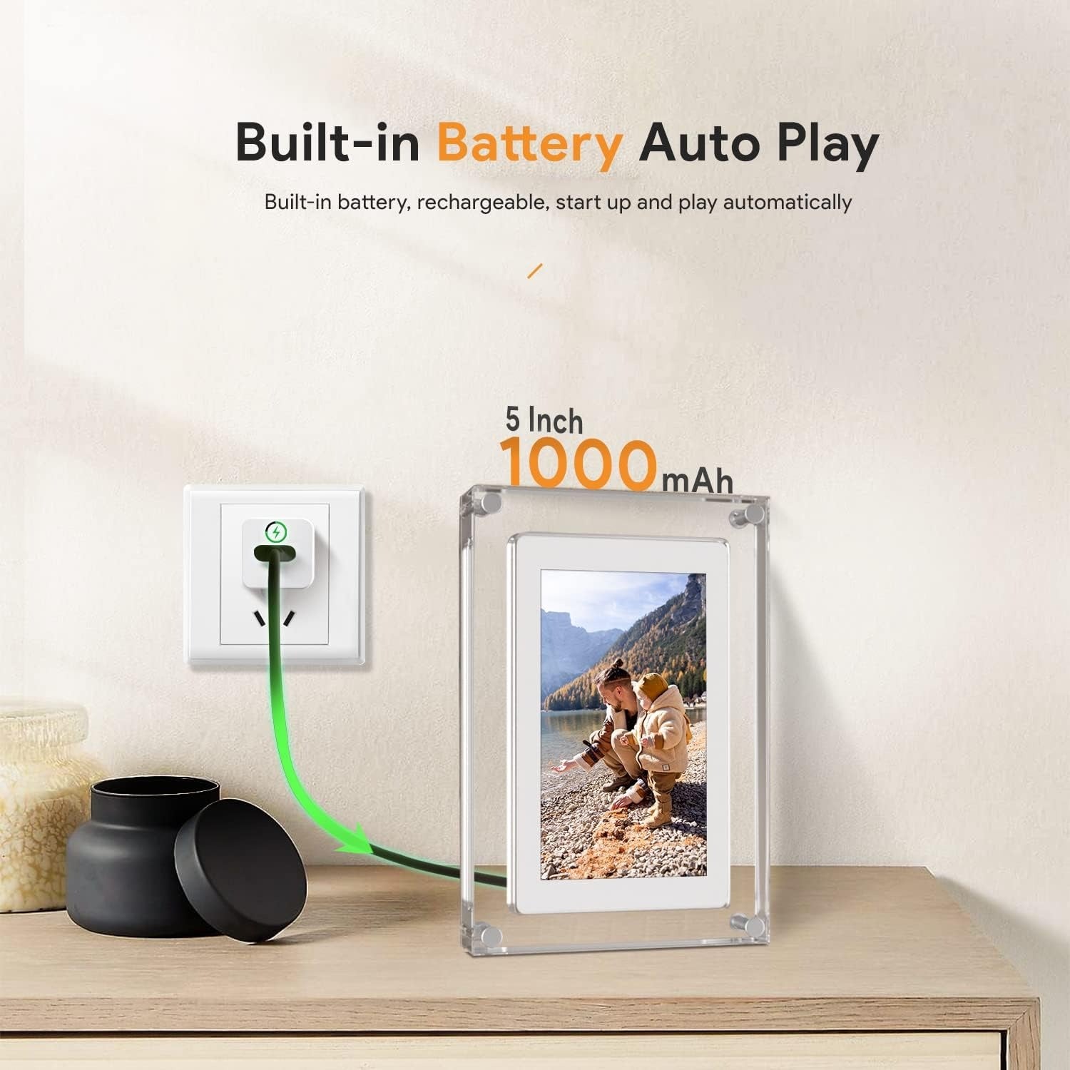 Amaboo Acrylic Digital Picture Frame, Newest Transparent Photo Frame Design Digital Photo Frame-IPS HD Screen 16GB Memory Auto Rotation Photo/Music/Video Playback 【5" & 7" & 10.1" inch WiFi Frameo】