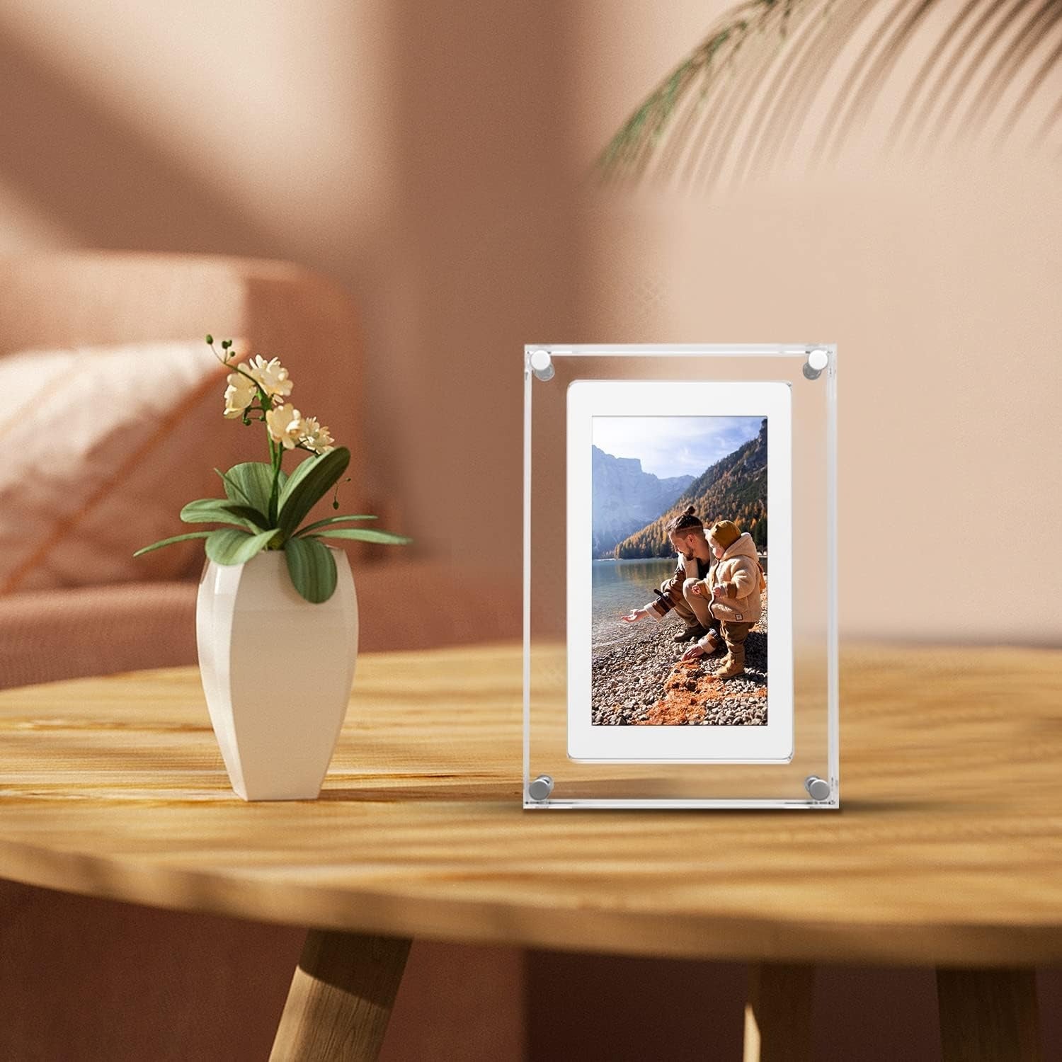 Amaboo Acrylic Digital Picture Frame, Newest Transparent Photo Frame Design Digital Photo Frame-IPS HD Screen 16GB Memory Auto Rotation Photo/Music/Video Playback 【5" & 7" & 10.1" inch WiFi Frameo】