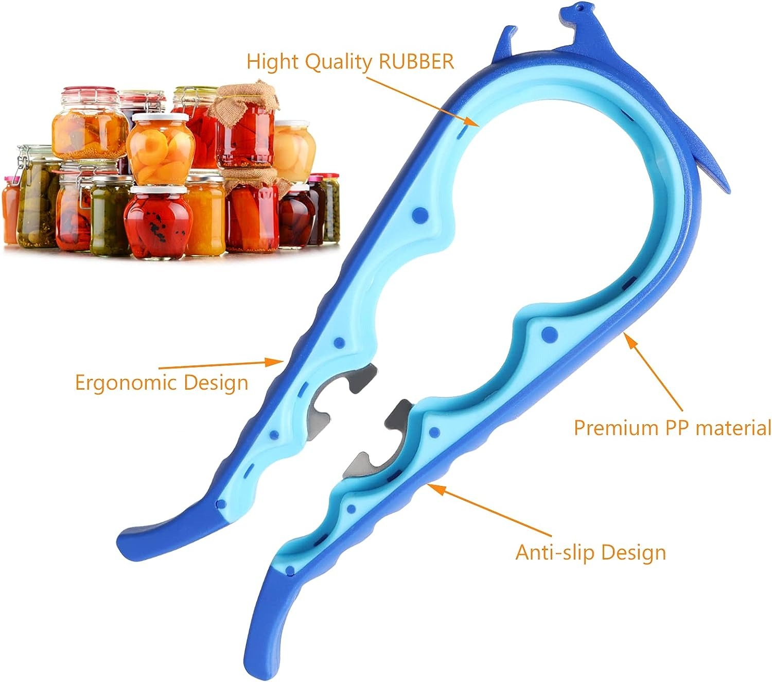 ar Opener Bottle Opener for Weak Hands, 5 in 1 Multi Function Can Opener Bottle Opener Kit with Silicone Handle Easy to Use for Children, Elderly and Arthritis Sufferers, Mutil Jar Opener Get Lids Off Easily