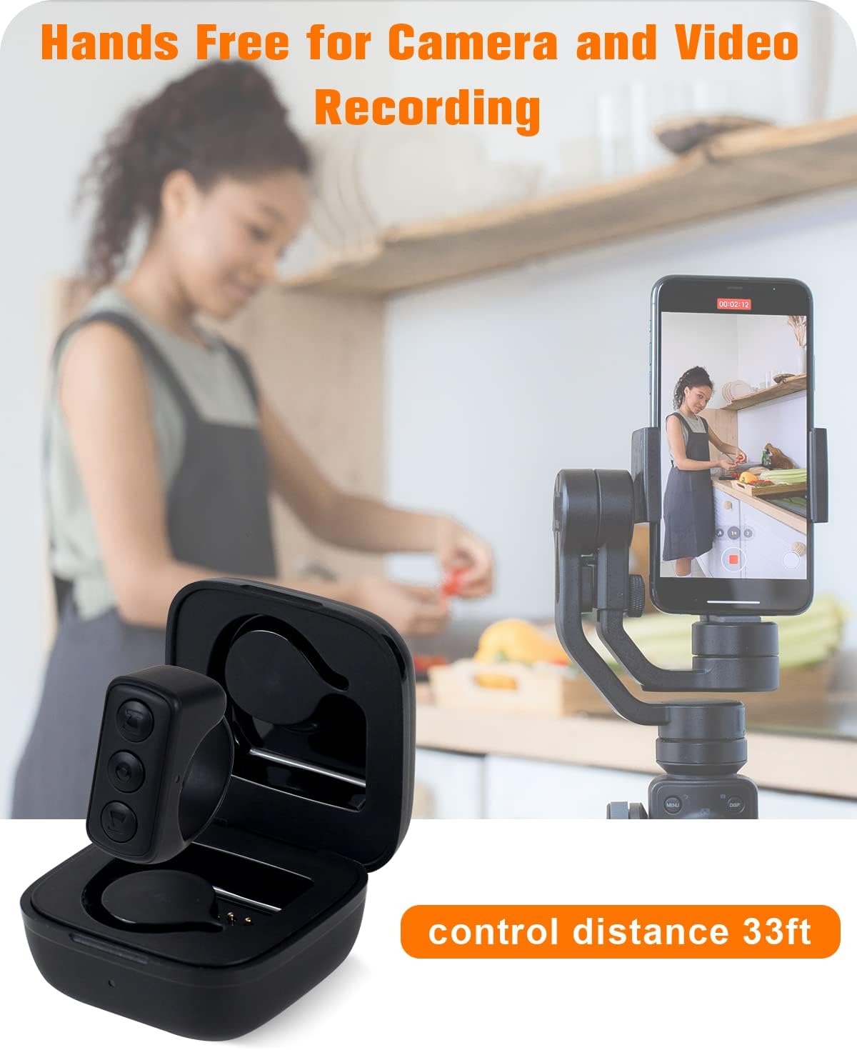 Tiktok Remote Control TIK Tok Scrolling Ring, Finger Remote for Tiktok Short Video Remote Controller, Bluetooth Remote for Android iPhone iPad, Kindle APP Page Turner - Not for Kindle Devices (Black)