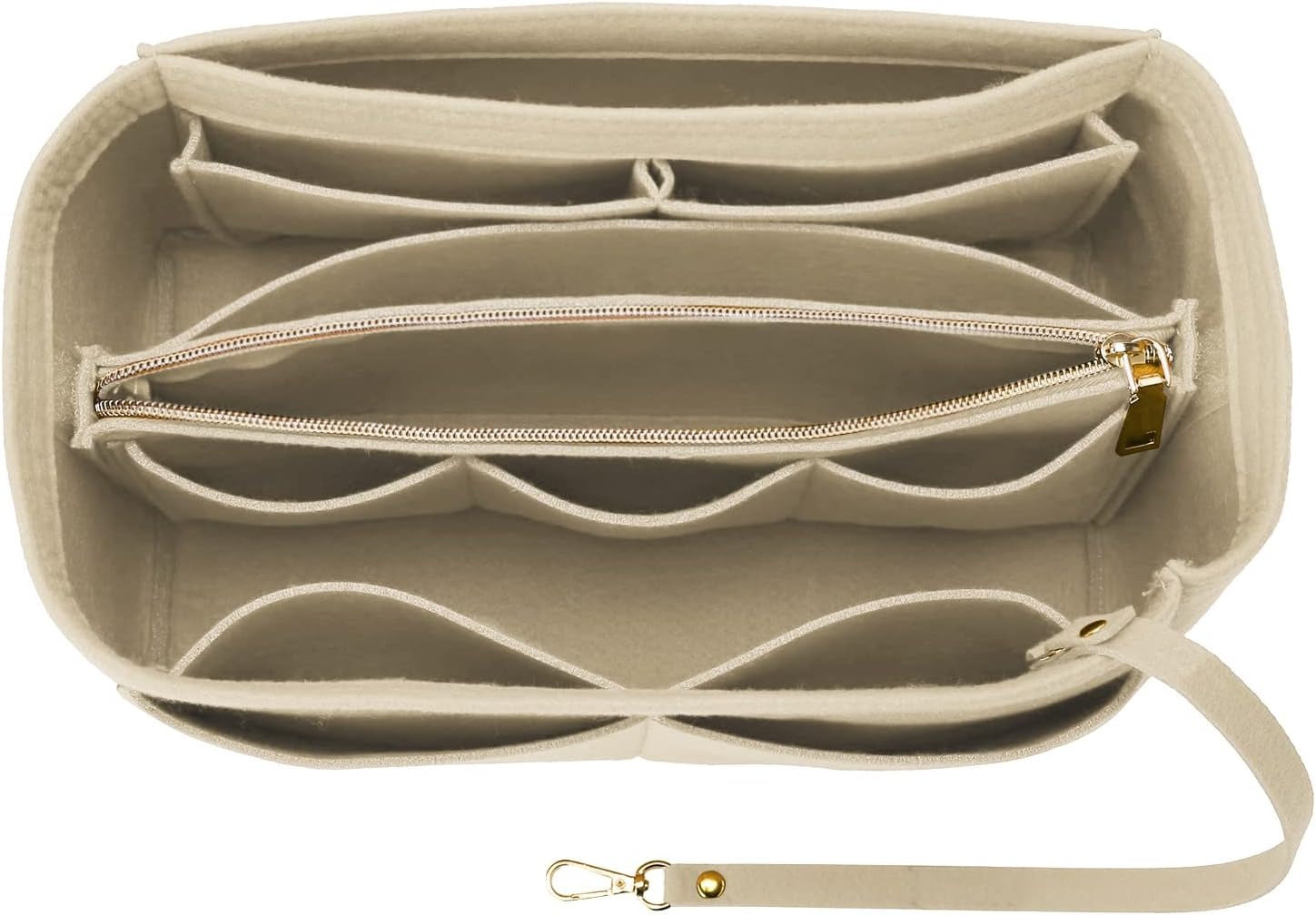 Multi-Pocket Felt Bag Organizer Insert – For Speedy, Neverfull Purses, Water-Resistant, Zip-Around