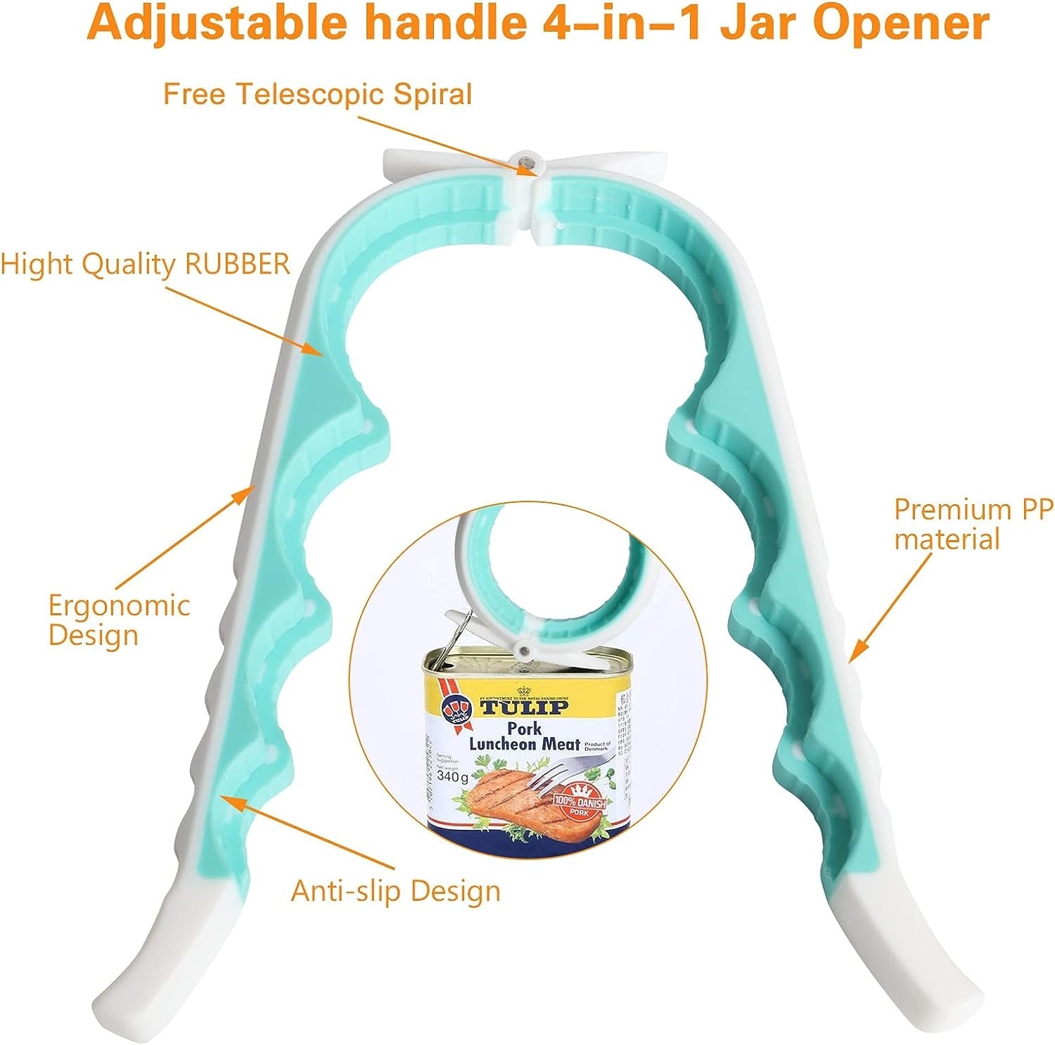 ar Opener Bottle Opener for Weak Hands, 5 in 1 Multi Function Can Opener Bottle Opener Kit with Silicone Handle Easy to Use for Children, Elderly and Arthritis Sufferers, Mutil Jar Opener Get Lids Off Easily
