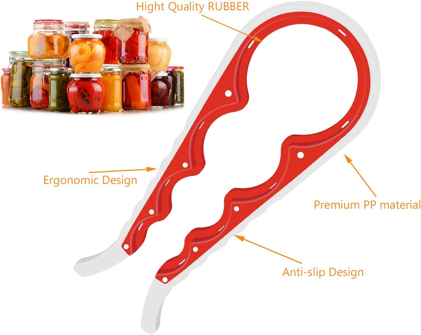 ar Opener Bottle Opener for Weak Hands, 5 in 1 Multi Function Can Opener Bottle Opener Kit with Silicone Handle Easy to Use for Children, Elderly and Arthritis Sufferers, Mutil Jar Opener Get Lids Off Easily
