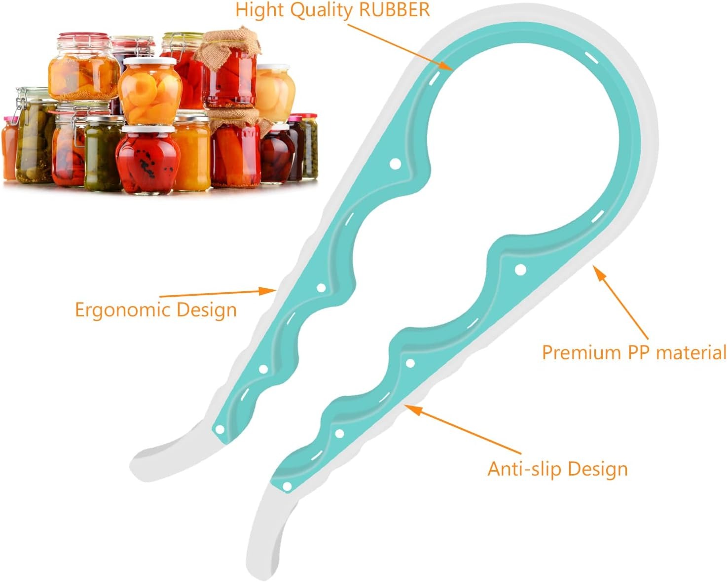 ar Opener Bottle Opener for Weak Hands, 5 in 1 Multi Function Can Opener Bottle Opener Kit with Silicone Handle Easy to Use for Children, Elderly and Arthritis Sufferers, Mutil Jar Opener Get Lids Off Easily