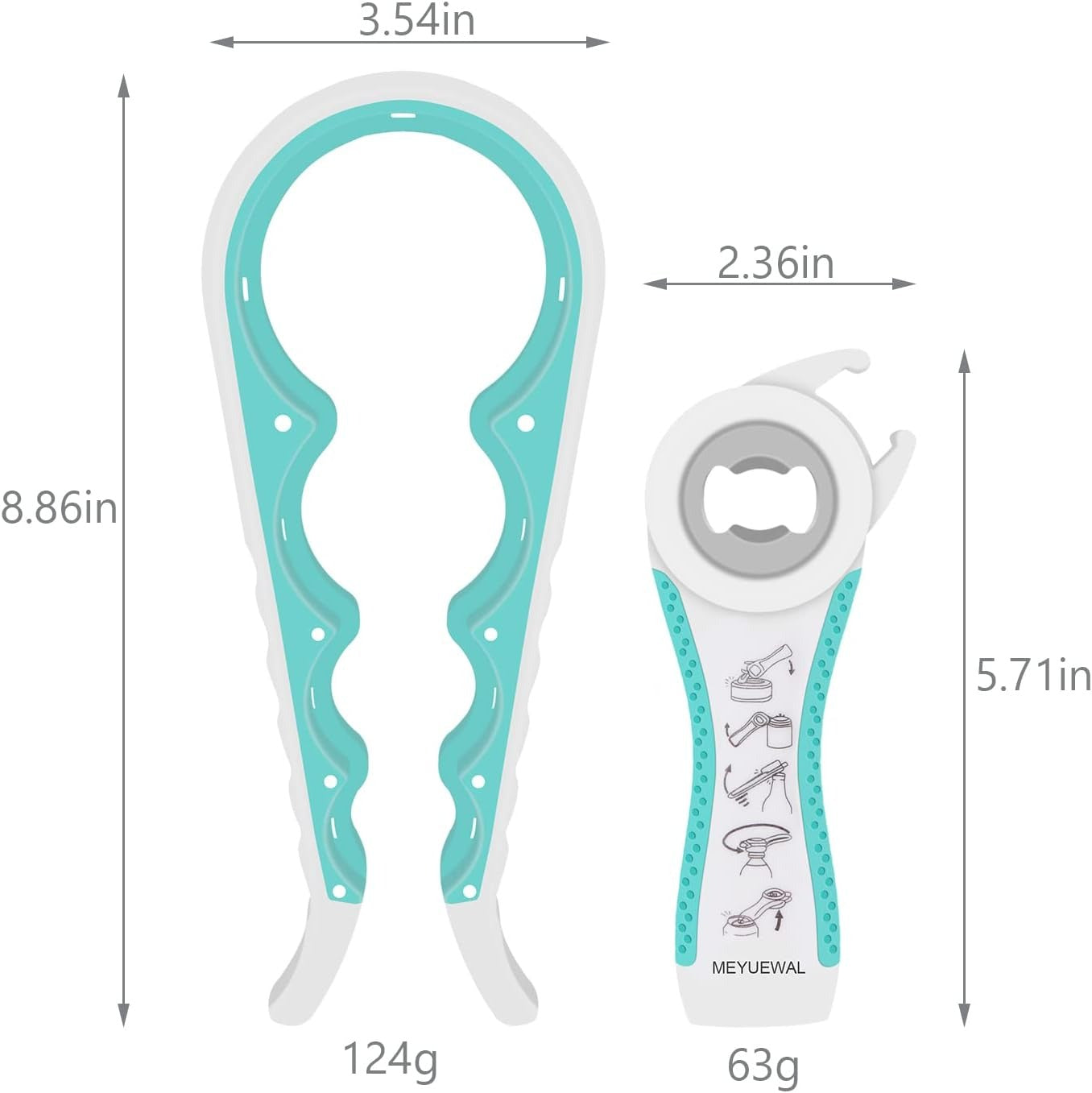 ar Opener Bottle Opener for Weak Hands, 5 in 1 Multi Function Can Opener Bottle Opener Kit with Silicone Handle Easy to Use for Children, Elderly and Arthritis Sufferers, Mutil Jar Opener Get Lids Off Easily