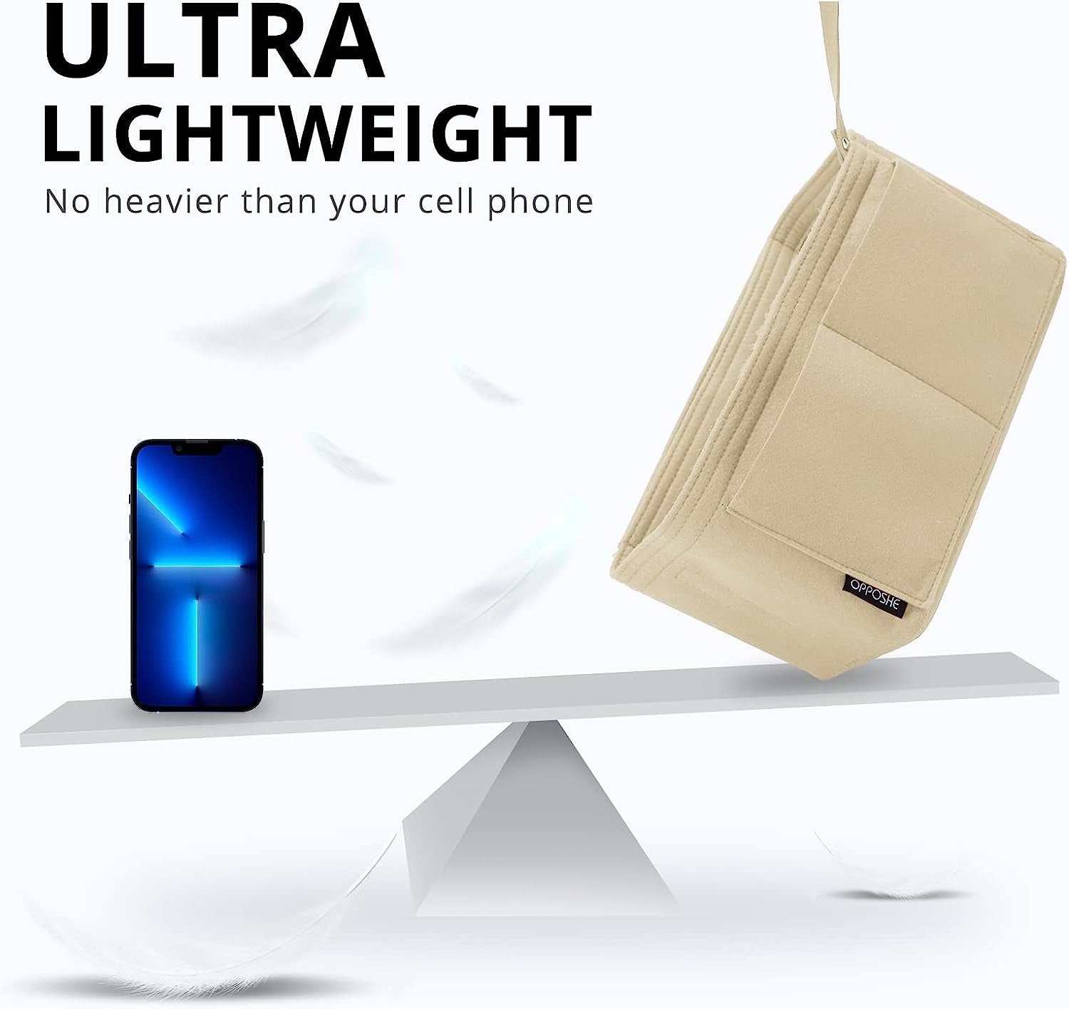 Purse Organizer Insert for Handbags, Softened Felt Bag Insert Organizer for Tote, Handbag Organizer Compatible with LV, Coach, MK, Kate Spade, Goyard, Longchamp, Felt Bag organizer with zipper, Handbag & Tote Shaper, For Speedy Neverfull Tote