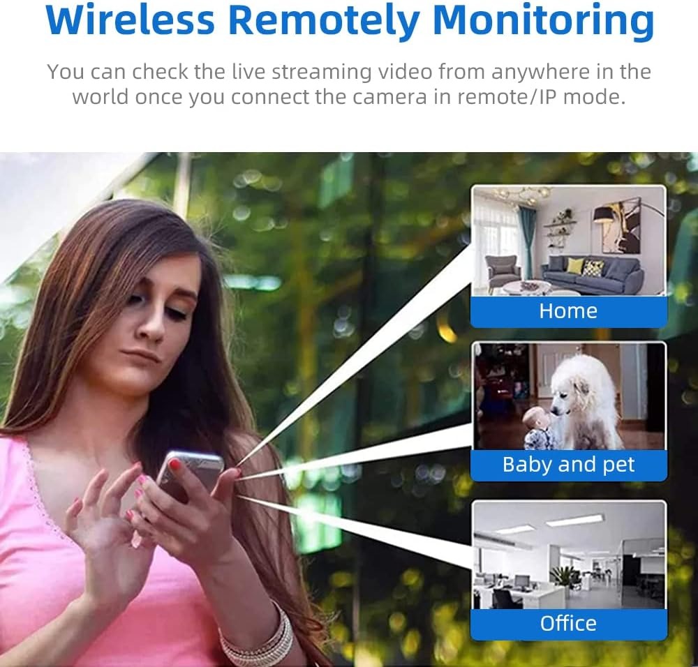 Wireless Surveillance IP Camera Mini WiFi Spy Camera 1080P HD Home Night Vision Motion Detection Remote Monitoring 160° Wide Angle Micro Baby Monitor Safety Camera for Home Office Store Warehouse