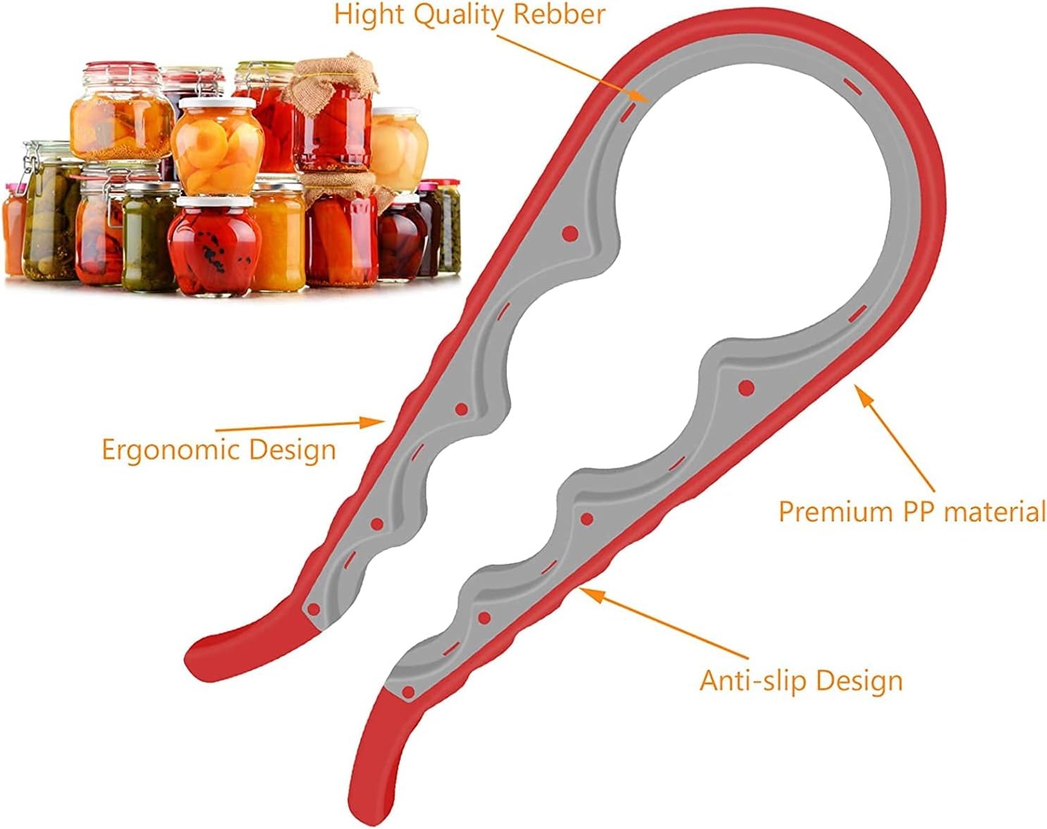 ar Opener Bottle Opener for Weak Hands, 5 in 1 Multi Function Can Opener Bottle Opener Kit with Silicone Handle Easy to Use for Children, Elderly and Arthritis Sufferers, Mutil Jar Opener Get Lids Off Easily