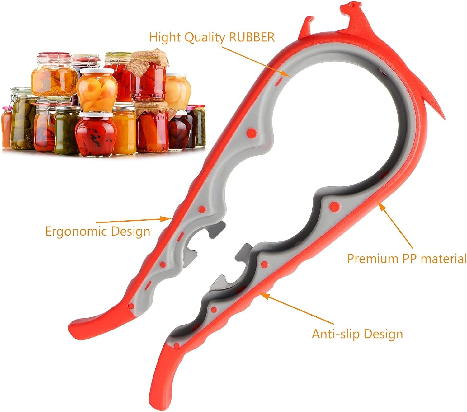 ar Opener Bottle Opener for Weak Hands, 5 in 1 Multi Function Can Opener Bottle Opener Kit with Silicone Handle Easy to Use for Children, Elderly and Arthritis Sufferers, Mutil Jar Opener Get Lids Off Easily