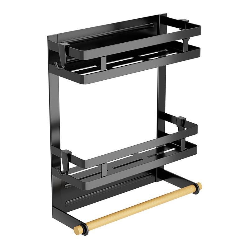 Magnetic Fridge Organizer, Magnetic Spice Rack for Refrigerator Magnetic Paper Towel Holder Magnetic Shelf Fridge Magnet Organizer Spice Rack Organizer Kitchen Organization Kitchen Storage Black