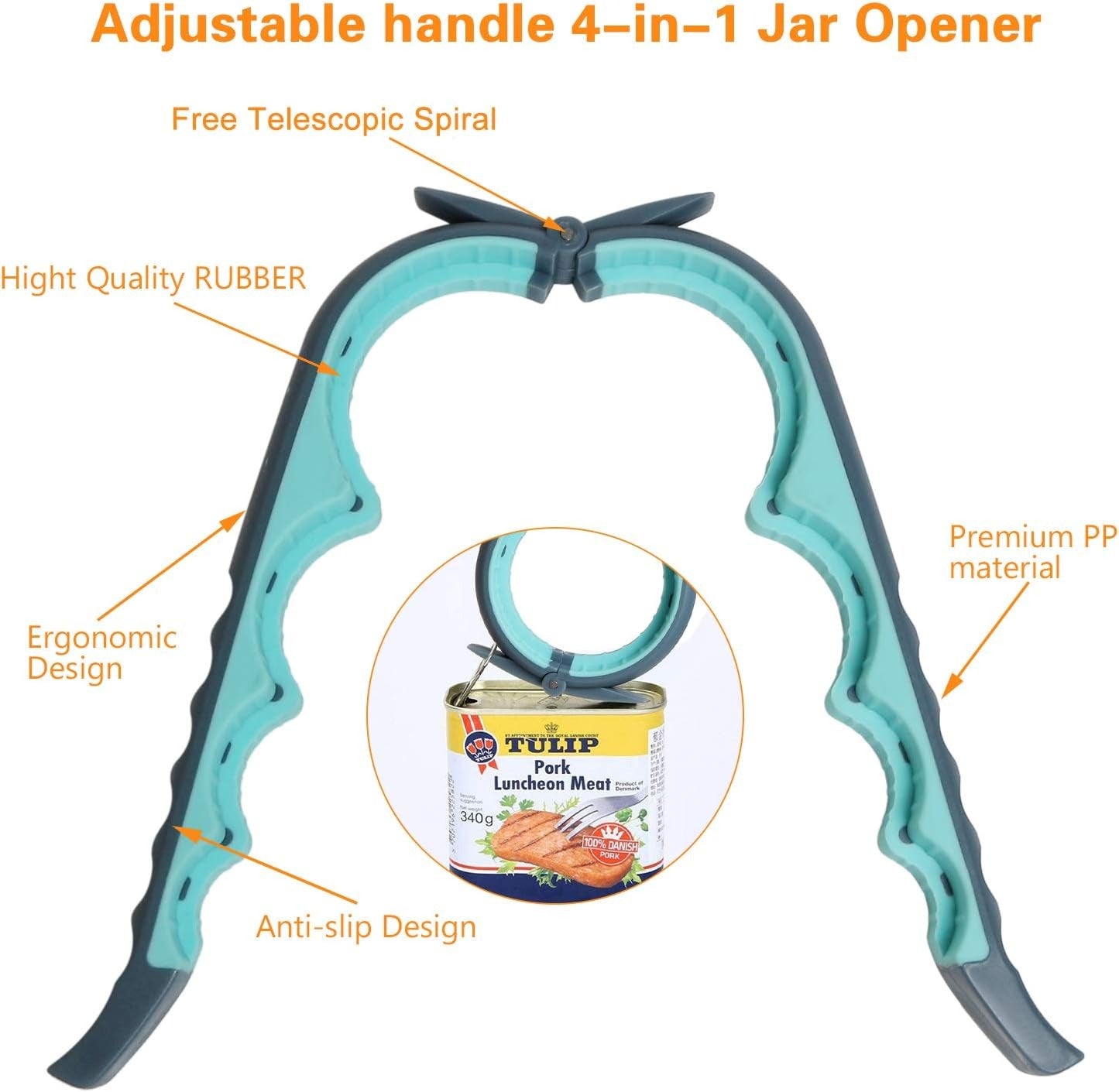 ar Opener Bottle Opener for Weak Hands, 5 in 1 Multi Function Can Opener Bottle Opener Kit with Silicone Handle Easy to Use for Children, Elderly and Arthritis Sufferers, Mutil Jar Opener Get Lids Off Easily