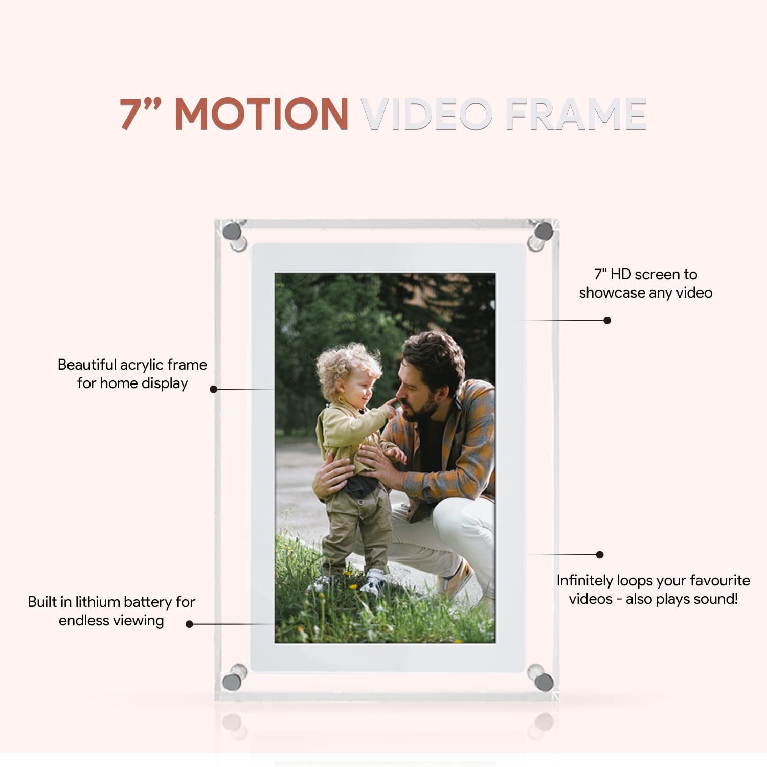 Amaboo Acrylic Digital Picture Frame, Newest Transparent Photo Frame Design Digital Photo Frame-IPS HD Screen 16GB Memory Auto Rotation Photo/Music/Video Playback 【5" & 7" & 10.1" inch WiFi Frameo】