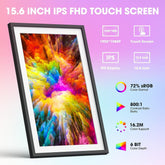 WiFi  10.1" 15.6'' Digital Picture Frame with 1920x1080 Resolution, FHD IPS Touchscreen Digital Photo Frame Share Photos and Videos Remotely via APP