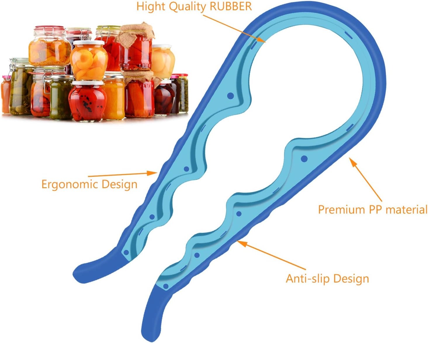 ar Opener Bottle Opener for Weak Hands, 5 in 1 Multi Function Can Opener Bottle Opener Kit with Silicone Handle Easy to Use for Children, Elderly and Arthritis Sufferers, Mutil Jar Opener Get Lids Off Easily