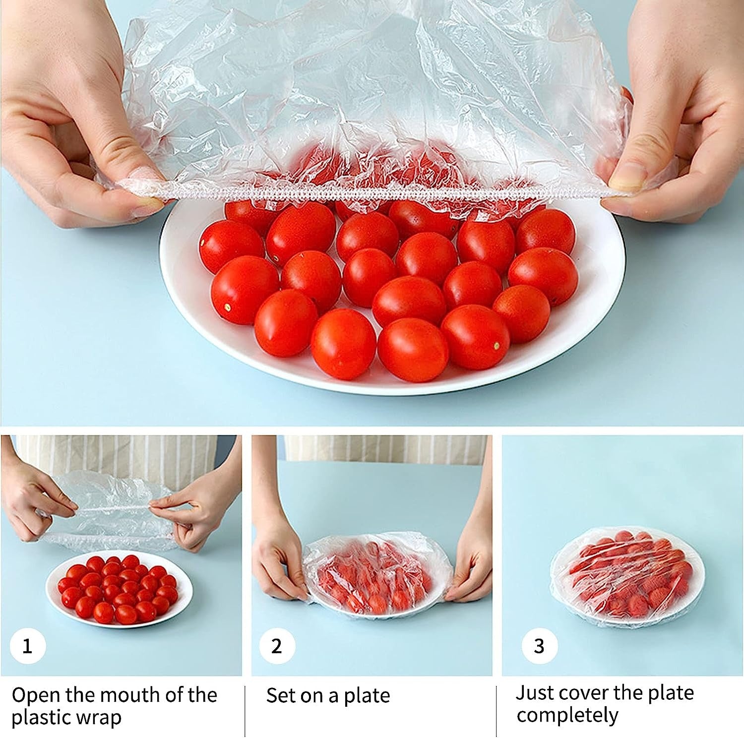 Fresh Keeping Bags,100pcs Food Covers,Reusable Elastic Food Storage Covers, Plastic Sealing Elastic Stretch Adjustable Bowl Lids, Universal Kitchen Wrap Seal Bags for Cover Food