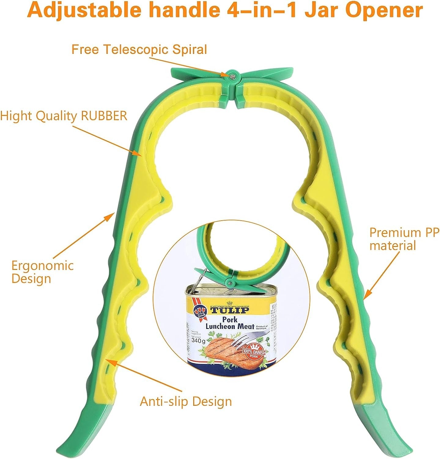 ar Opener Bottle Opener for Weak Hands, 5 in 1 Multi Function Can Opener Bottle Opener Kit with Silicone Handle Easy to Use for Children, Elderly and Arthritis Sufferers, Mutil Jar Opener Get Lids Off Easily