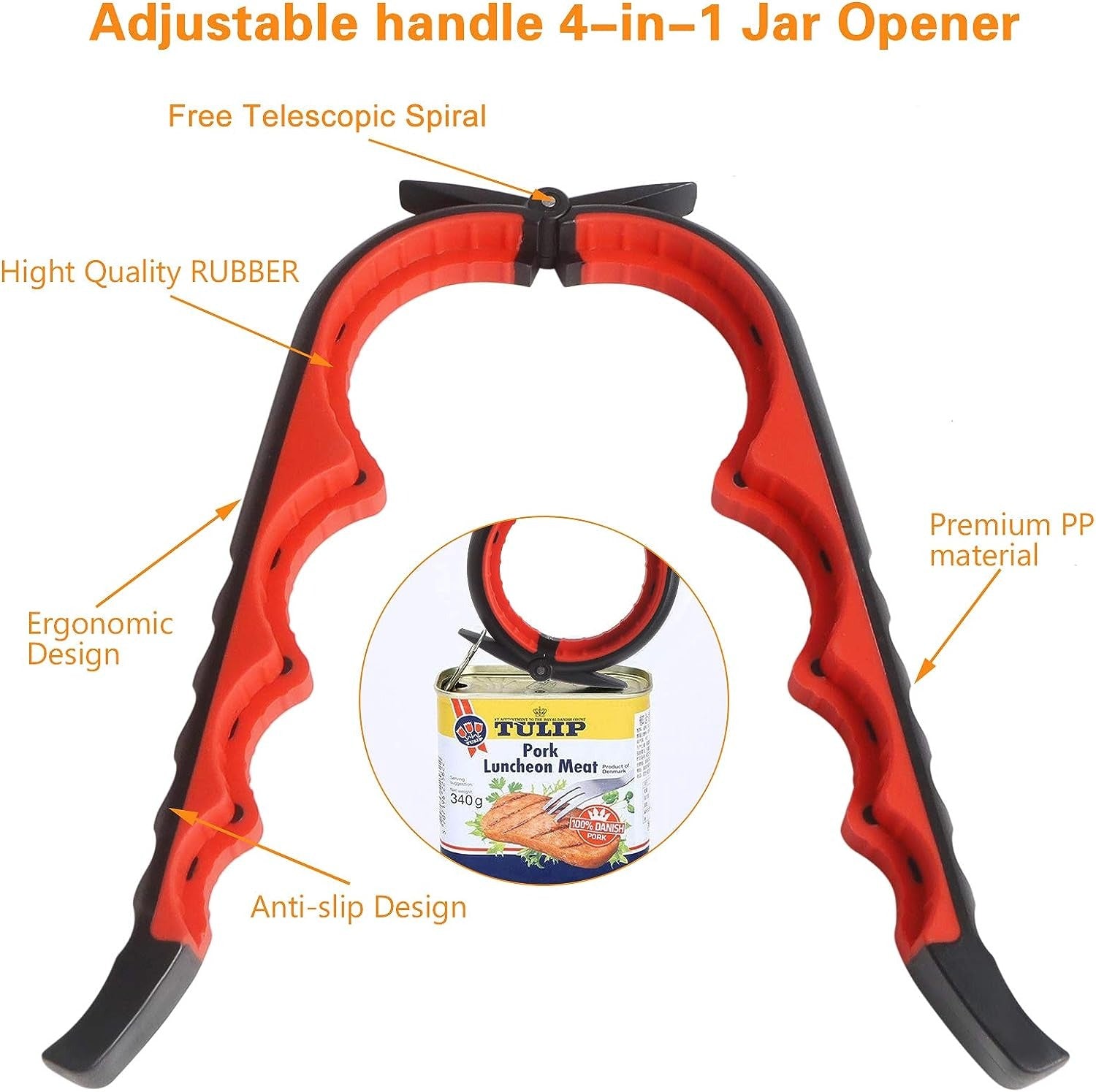 ar Opener Bottle Opener for Weak Hands, 5 in 1 Multi Function Can Opener Bottle Opener Kit with Silicone Handle Easy to Use for Children, Elderly and Arthritis Sufferers, Mutil Jar Opener Get Lids Off Easily