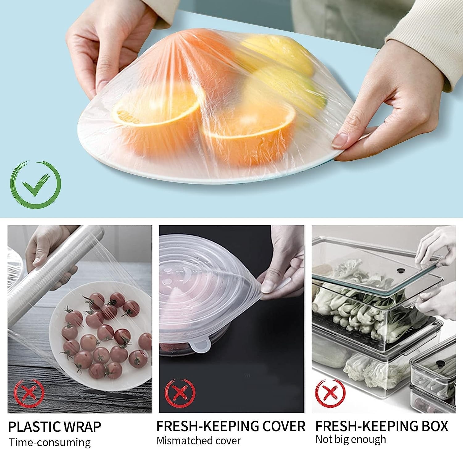 Fresh Keeping Bags,100pcs Food Covers,Reusable Elastic Food Storage Covers, Plastic Sealing Elastic Stretch Adjustable Bowl Lids, Universal Kitchen Wrap Seal Bags for Cover Food