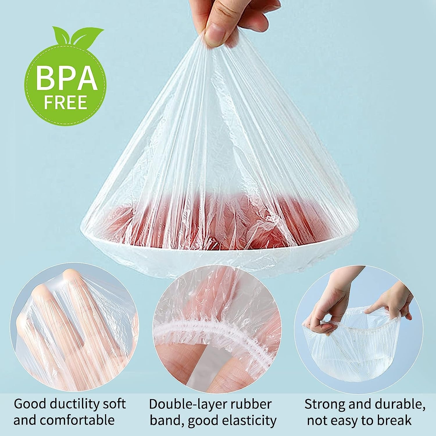 Fresh Keeping Bags,100pcs Food Covers,Reusable Elastic Food Storage Covers, Plastic Sealing Elastic Stretch Adjustable Bowl Lids, Universal Kitchen Wrap Seal Bags for Cover Food