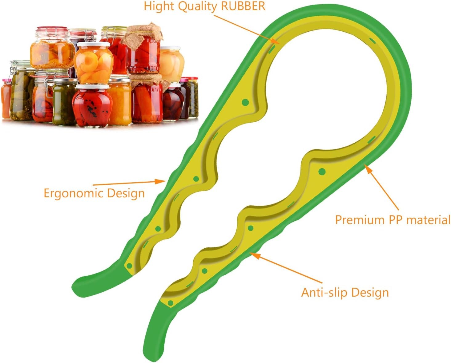 ar Opener Bottle Opener for Weak Hands, 5 in 1 Multi Function Can Opener Bottle Opener Kit with Silicone Handle Easy to Use for Children, Elderly and Arthritis Sufferers, Mutil Jar Opener Get Lids Off Easily
