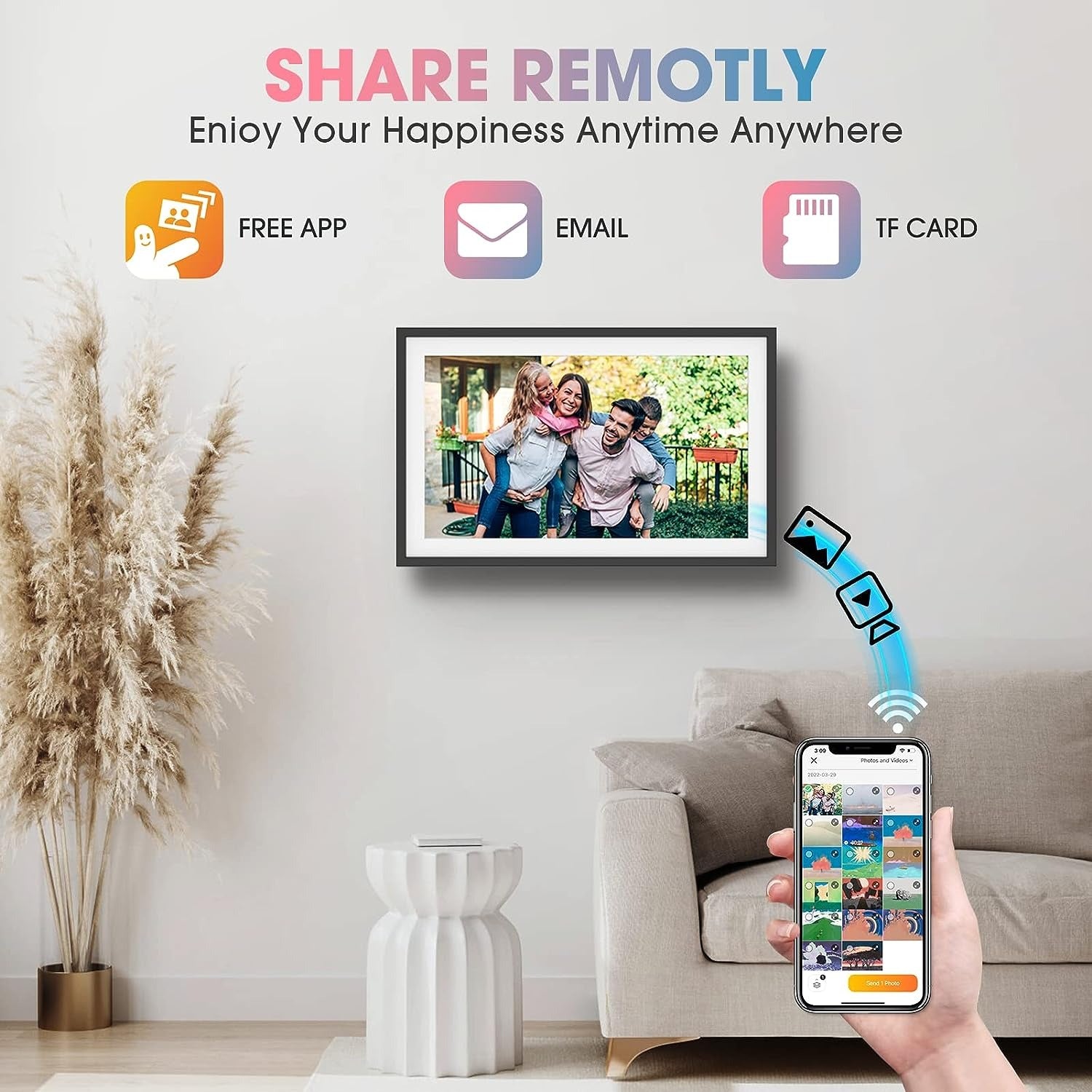 WiFi  10.1" 15.6'' Digital Picture Frame with 1920x1080 Resolution, FHD IPS Touchscreen Digital Photo Frame Share Photos and Videos Remotely via APP