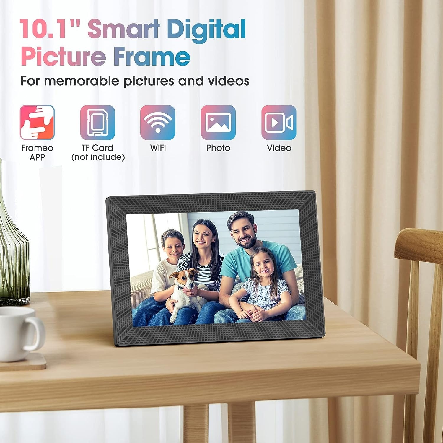 WiFi  10.1" 15.6'' Digital Picture Frame with 1920x1080 Resolution, FHD IPS Touchscreen Digital Photo Frame Share Photos and Videos Remotely via APP