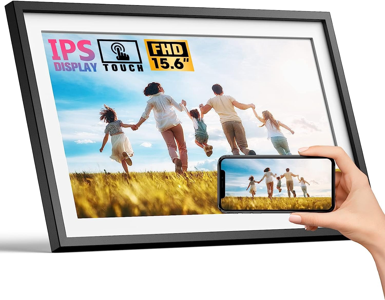 WiFi  10.1" 15.6'' Digital Picture Frame with 1920x1080 Resolution, FHD IPS Touchscreen Digital Photo Frame Share Photos and Videos Remotely via APP