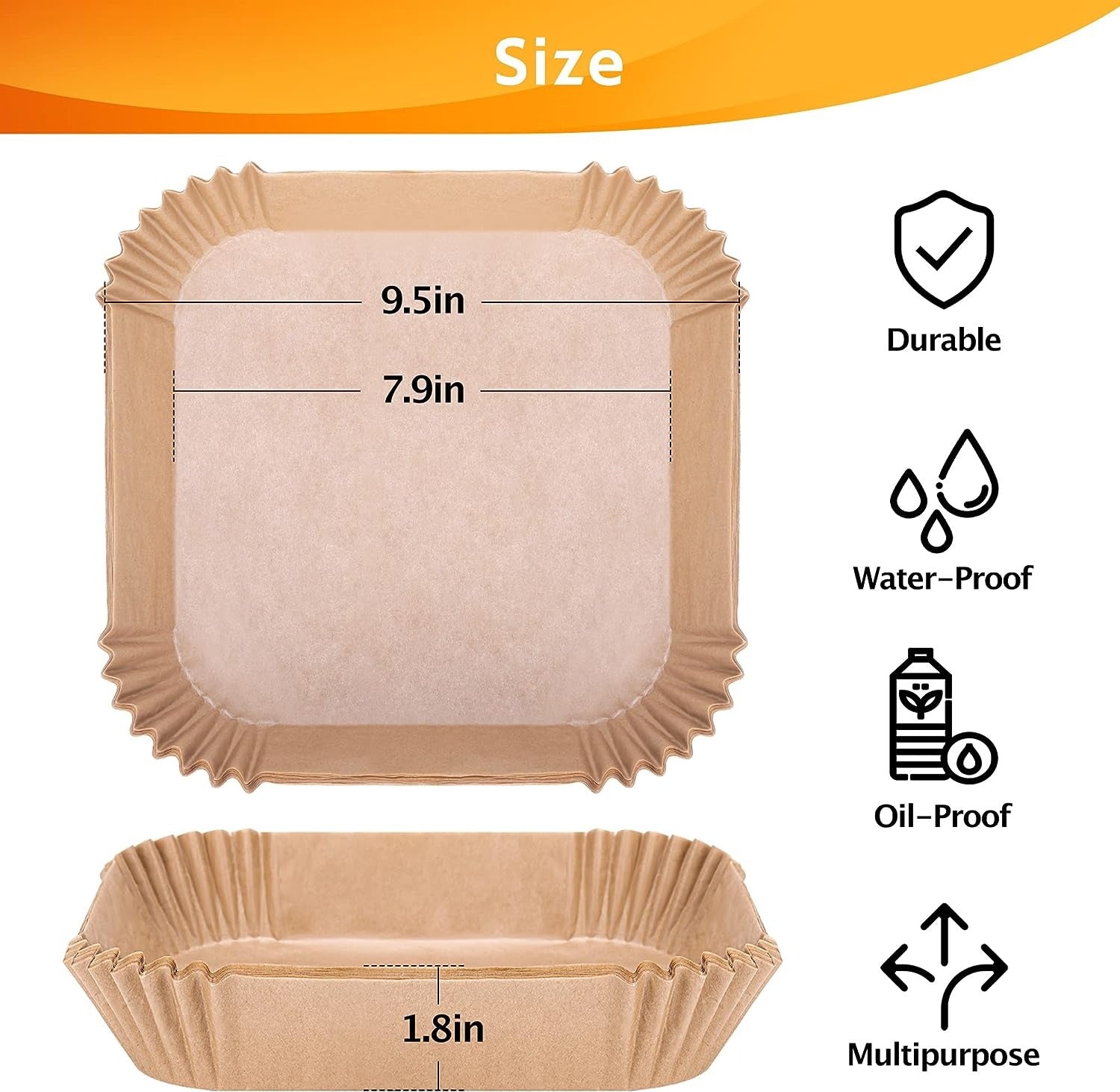 8inch Disposable Paper Liners, 100 PCS Disposable Paper Liner for Air Fryer, Disposable Parchment Liners, Oil Resistant, Waterproof, Food Grade Baking Paper, Round Baking Paper-Liners for Baking Roasting Microwave (Nature)