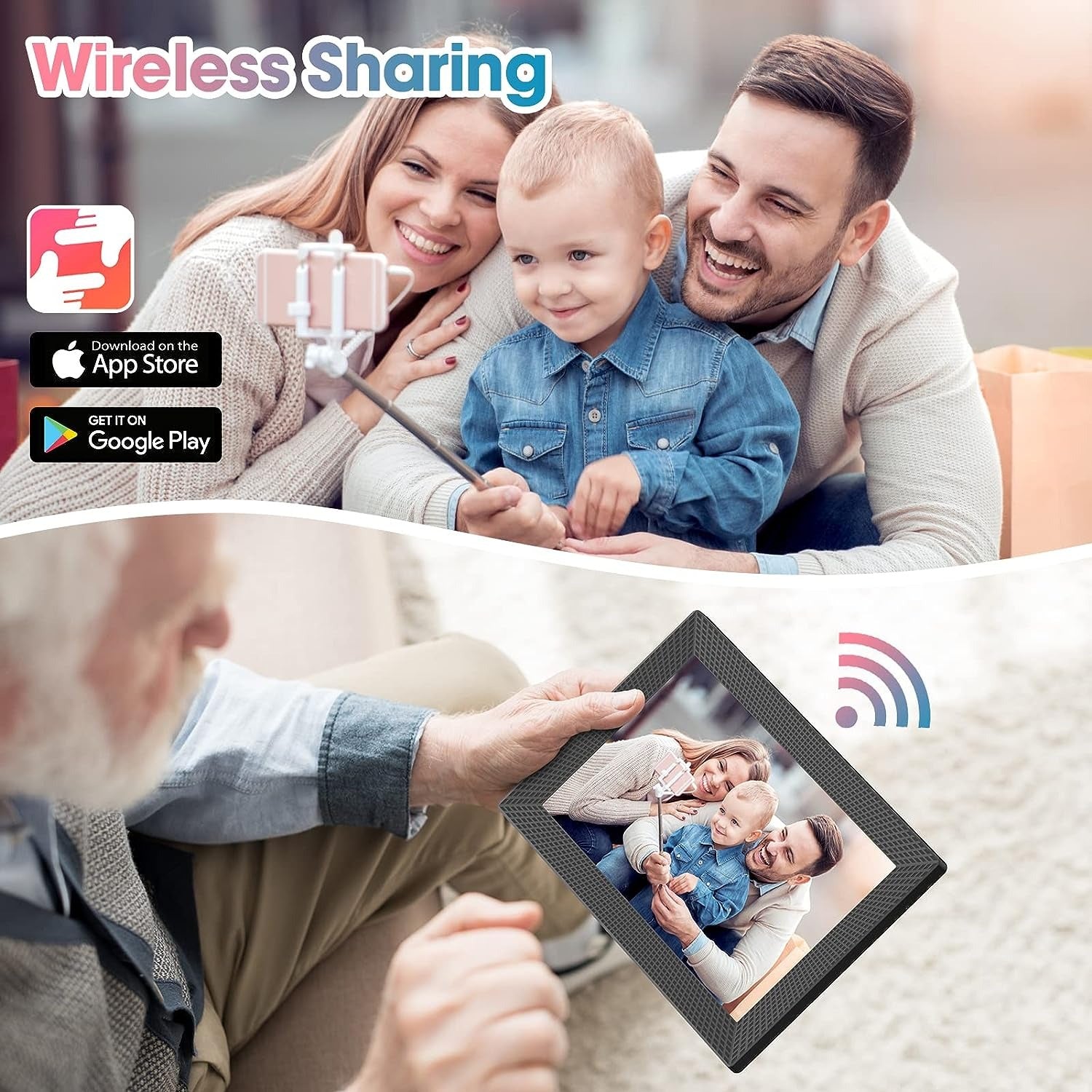 WiFi  10.1" 15.6'' Digital Picture Frame with 1920x1080 Resolution, FHD IPS Touchscreen Digital Photo Frame Share Photos and Videos Remotely via APP