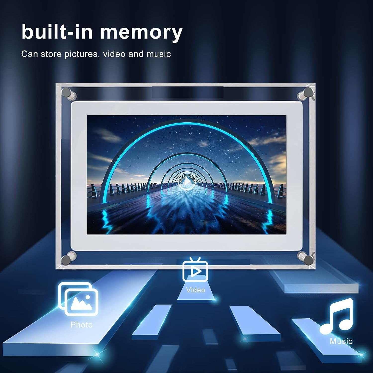 Amaboo Acrylic Digital Picture Frame, Newest Transparent Photo Frame Design Digital Photo Frame-IPS HD Screen 16GB Memory Auto Rotation Photo/Music/Video Playback 【5" & 7" & 10.1" inch WiFi Frameo】