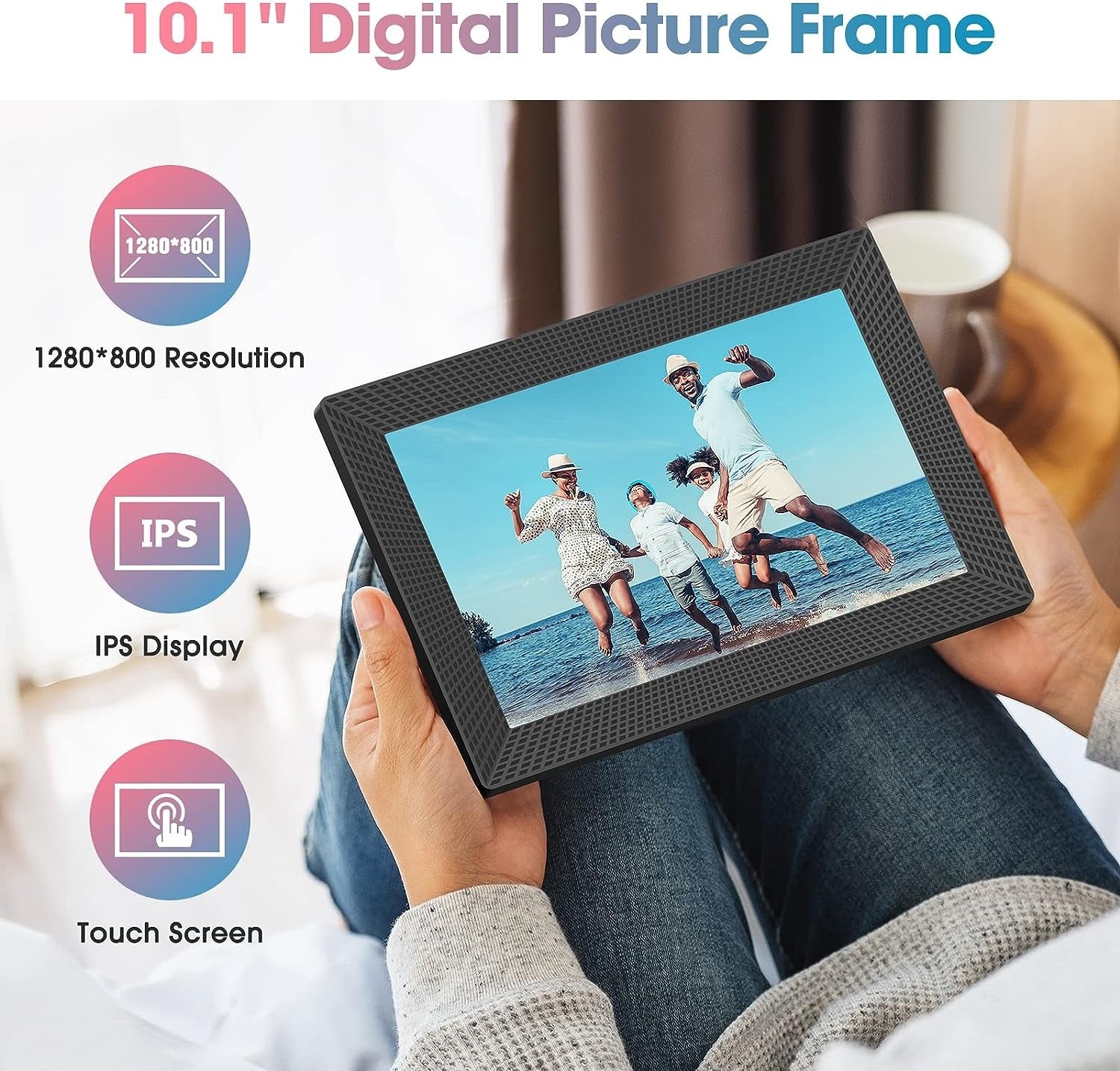 WiFi  10.1" 15.6'' Digital Picture Frame with 1920x1080 Resolution, FHD IPS Touchscreen Digital Photo Frame Share Photos and Videos Remotely via APP