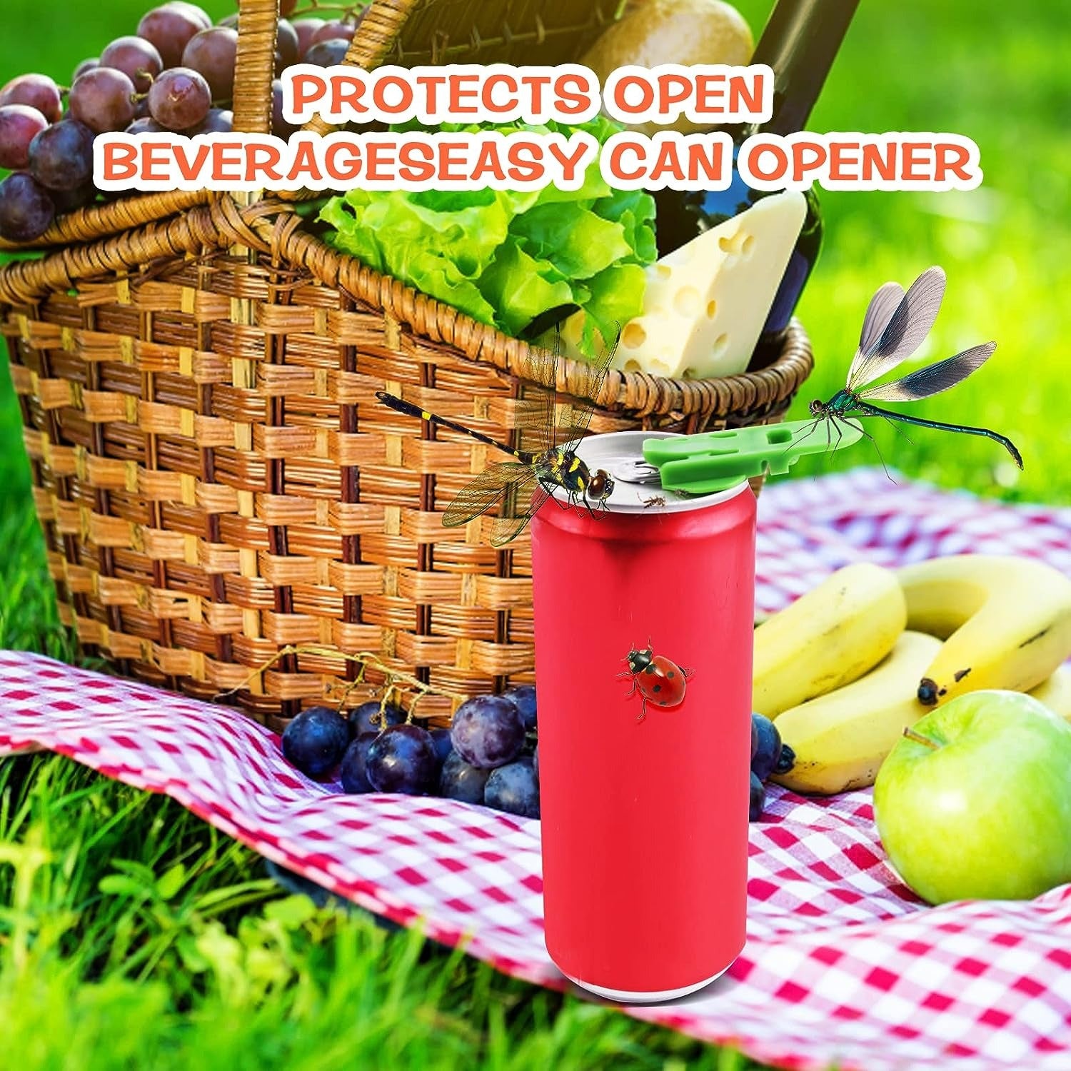 Manual Easy Can Opener, 6 Pack Colorful Soda Beer Can Opener & Beverage Can Cover Protector, Premium Plastic Shields Can Openers for Pop, Coke, Beer, Soda, Drink Aluminum Beverage