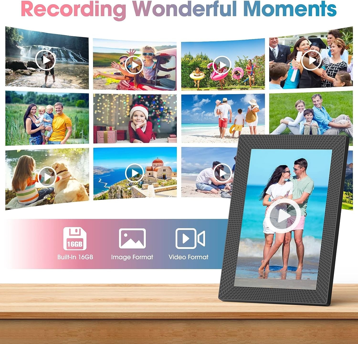 WiFi  10.1" 15.6'' Digital Picture Frame with 1920x1080 Resolution, FHD IPS Touchscreen Digital Photo Frame Share Photos and Videos Remotely via APP