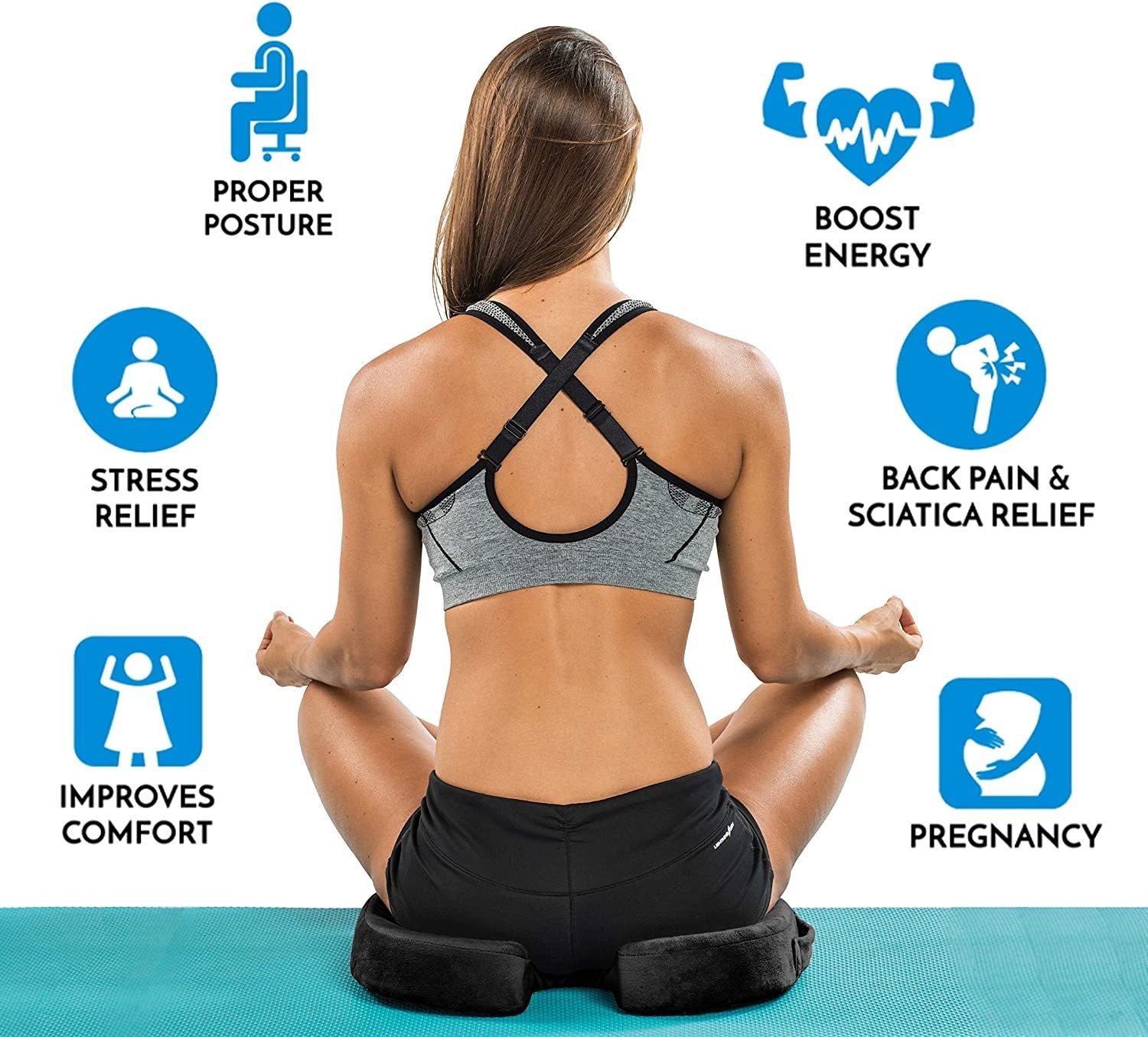 ComfiLife Gel Enhanced Seat Cushion - Non-Slip Orthopedic Gel & Memory Foam Coccyx Cushion for Tailbone Pain - Office Chair Car Seat Cushion - Sciatica & Back Pain Relief 【Black & Grey & Navy Blue】