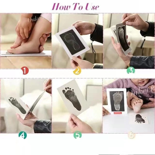 HANDMANDE Hottest Safe Non-Toxic Baby Footprints Handprint No Touch Skin Inkless Ink Pads Kits for 0-6 Months Newborn Pet Dog Paw Prints Souvenir