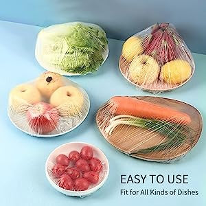 Fresh Keeping Bags,100pcs Food Covers,Reusable Elastic Food Storage Covers, Plastic Sealing Elastic Stretch Adjustable Bowl Lids, Universal Kitchen Wrap Seal Bags for Cover Food