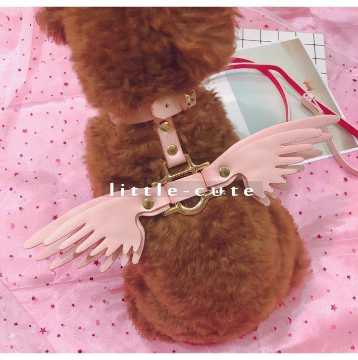 Teddy Bears Angel Network Red traction rope skin pink strap Marges Cat item ring external use pet collar wings cat leash harness