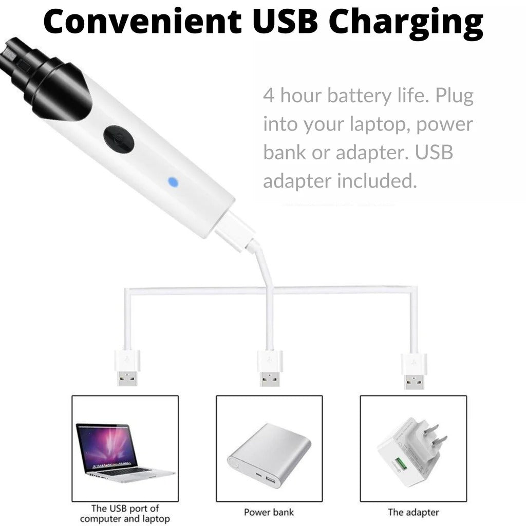無痛 USB 充電狗指甲研磨器可充電寵物指甲刀靜音電動狗貓爪子指甲美容修剪工具