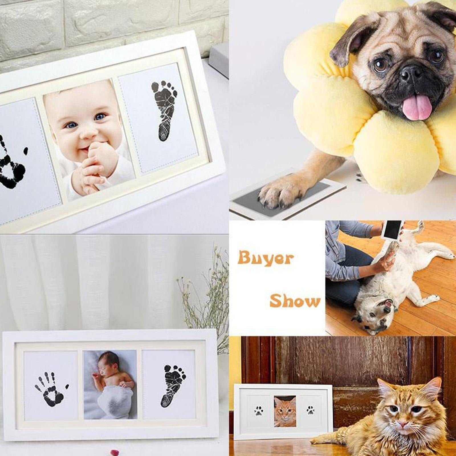 HANDMANDE Hottest Safe Non-Toxic Baby Footprints Handprint No Touch Skin Inkless Ink Pads Kits for 0-6 Months Newborn Pet Dog Paw Prints Souvenir