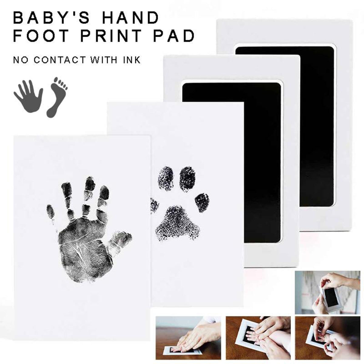 HANDMANDE 最熱門安全無毒嬰兒腳印手印無接觸皮膚無墨印墊套件適合 0-6 個月新生兒寵物狗爪印紀念品