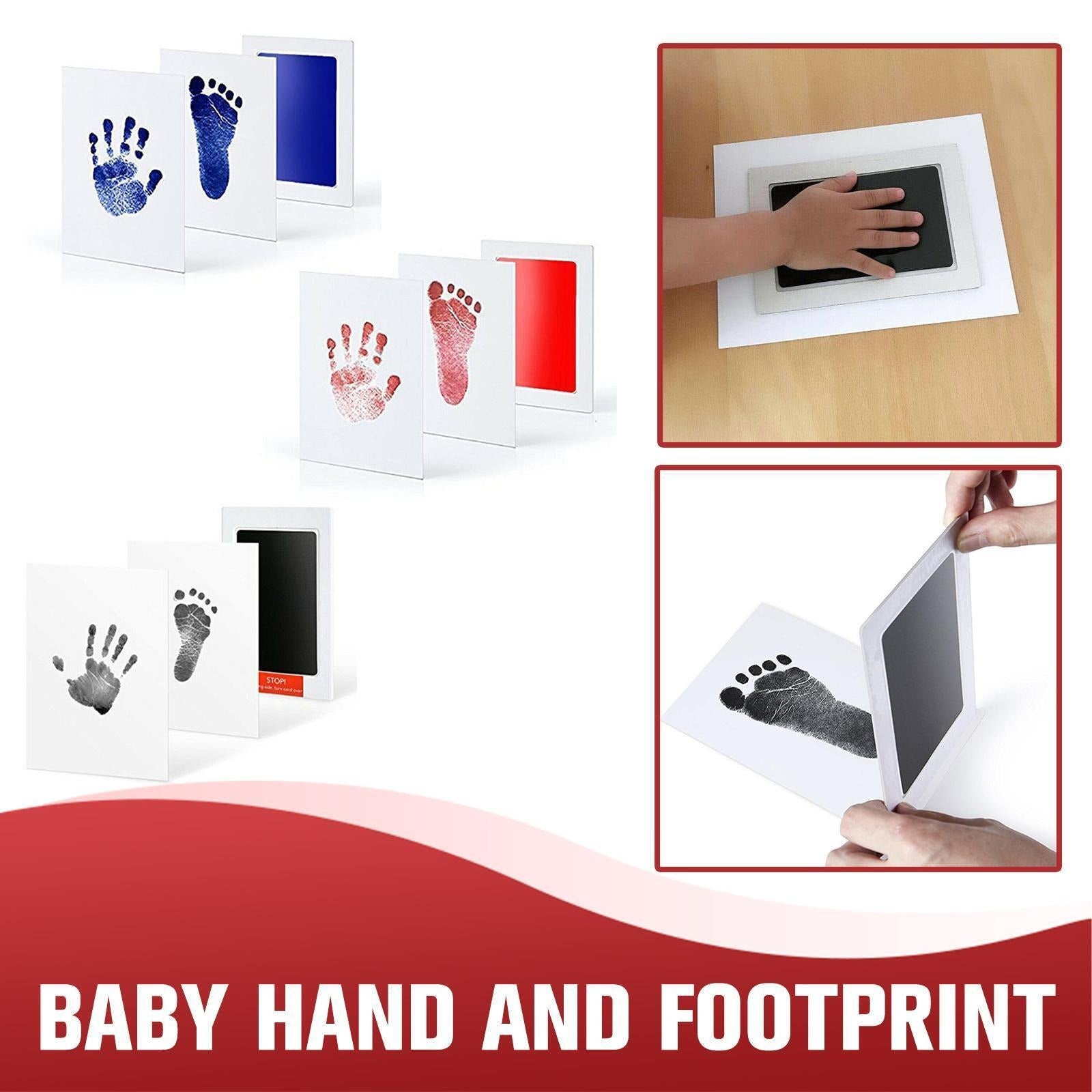 HANDMANDE Hottest Safe Non-Toxic Baby Footprints Handprint No Touch Skin Inkless Ink Pads Kits for 0-6 Months Newborn Pet Dog Paw Prints Souvenir