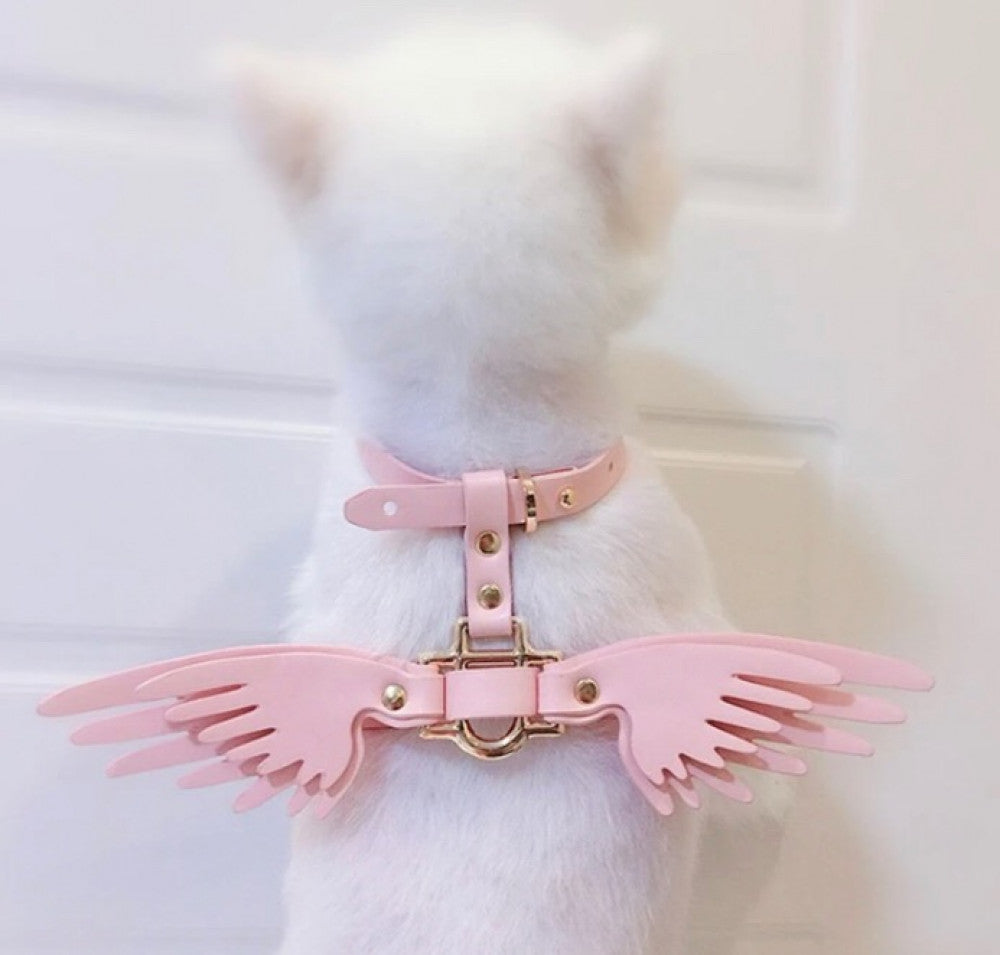 Teddy Bears Angel Network Red traction rope skin pink strap Marges Cat item ring external use pet collar wings cat leash harness
